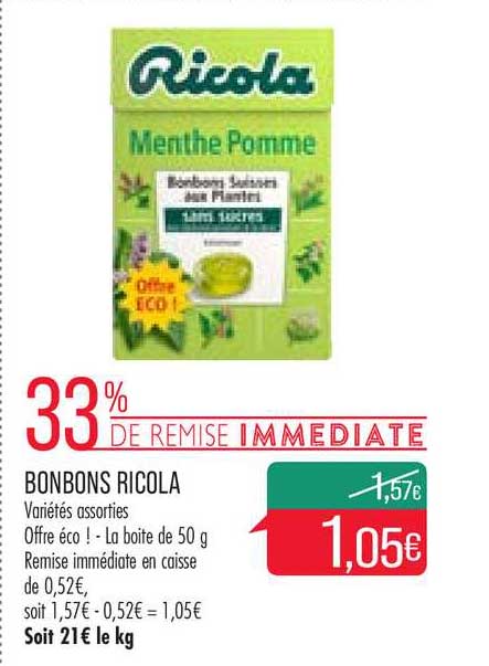 Bonbons Ricola 33% De Remise Immédiate