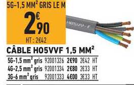 câble ho5vvf 1.5 mm2