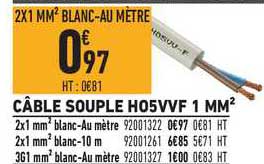 câble souple ho5vvf 1 mm2