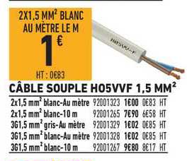 câble souple ho5vvf 1.5 mm2