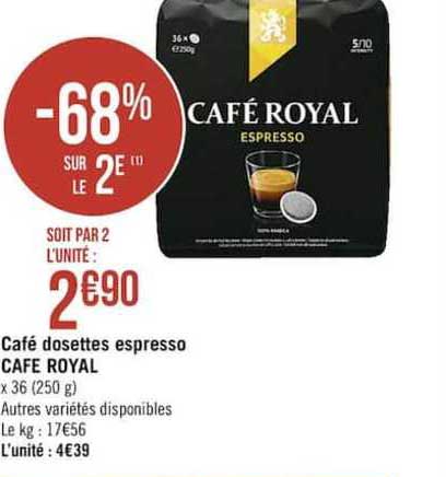 Café Dosettes Espresso Café Royal -68% Sur Le 2e