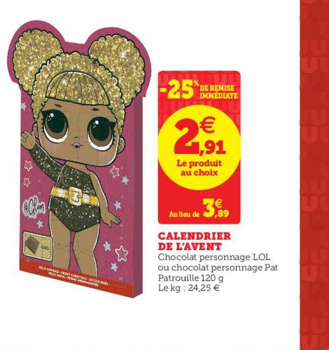 calendrier de l'avent -25% de remise immédiate