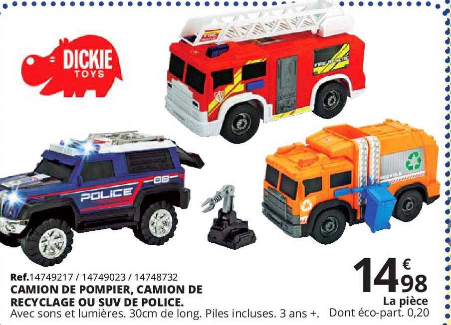 camion de pompier camion de recyclage ou suv de police