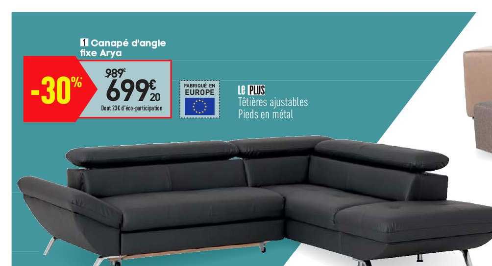 canapé d'angle fixe arya
