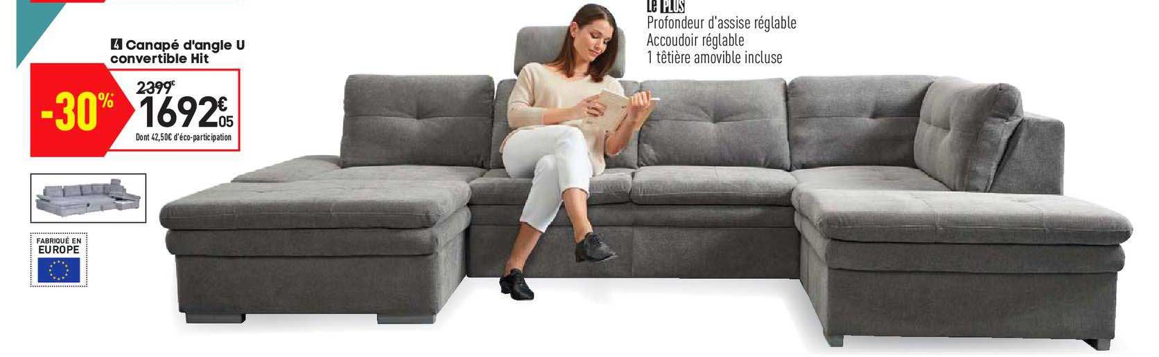 canapé d'angle u convertible hit