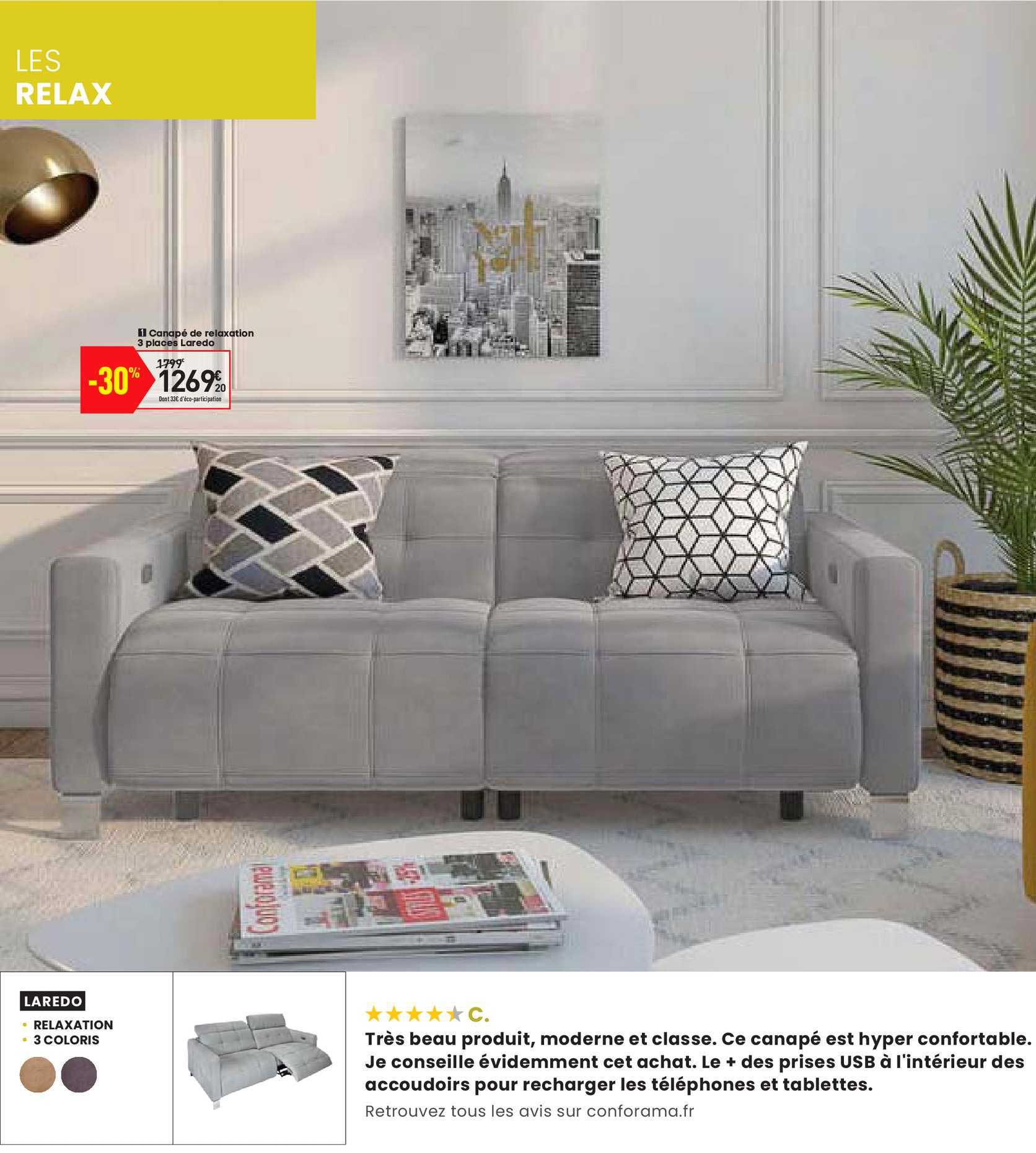 Canapé De Relaxation 3 Places Laredo