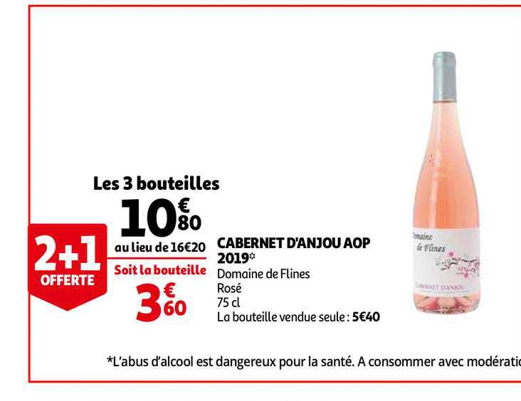 carbernet d'anjou aop 2019 domaine de flines 2+1 offerte