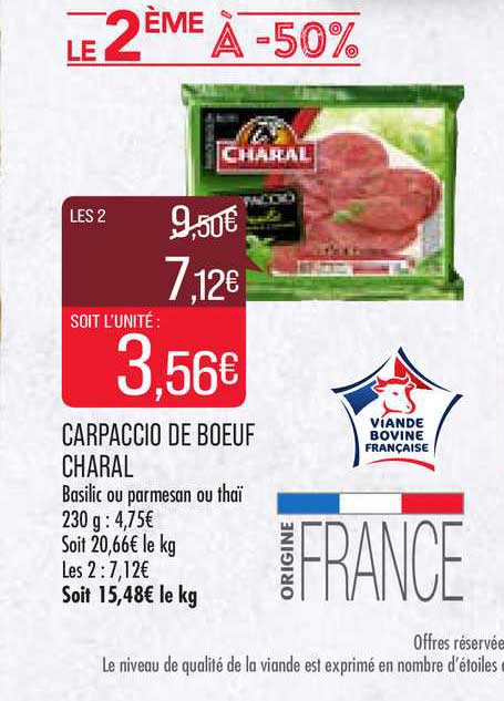 Carpaccio De Boeuf Charal  Le 2ème à -50%