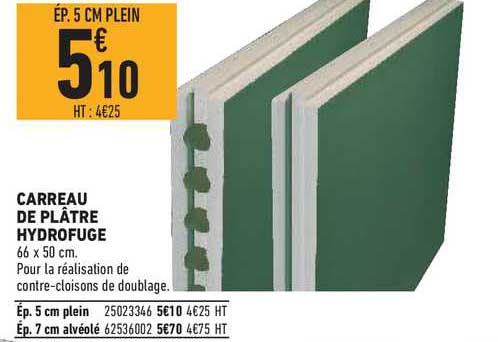 carreau de plâtre hydrofuge