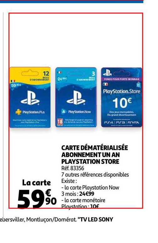 carte dématérialisée abonnement un an playstation store