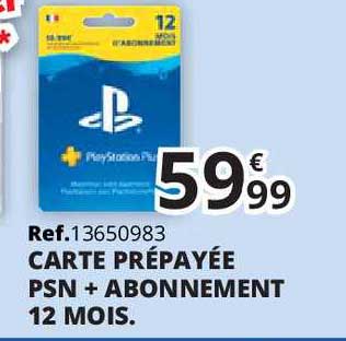carte prépayée psn + abonnement 12 mois