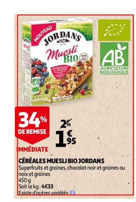 Céréales Muesli Bio Jordans 34% Remise Immédiate