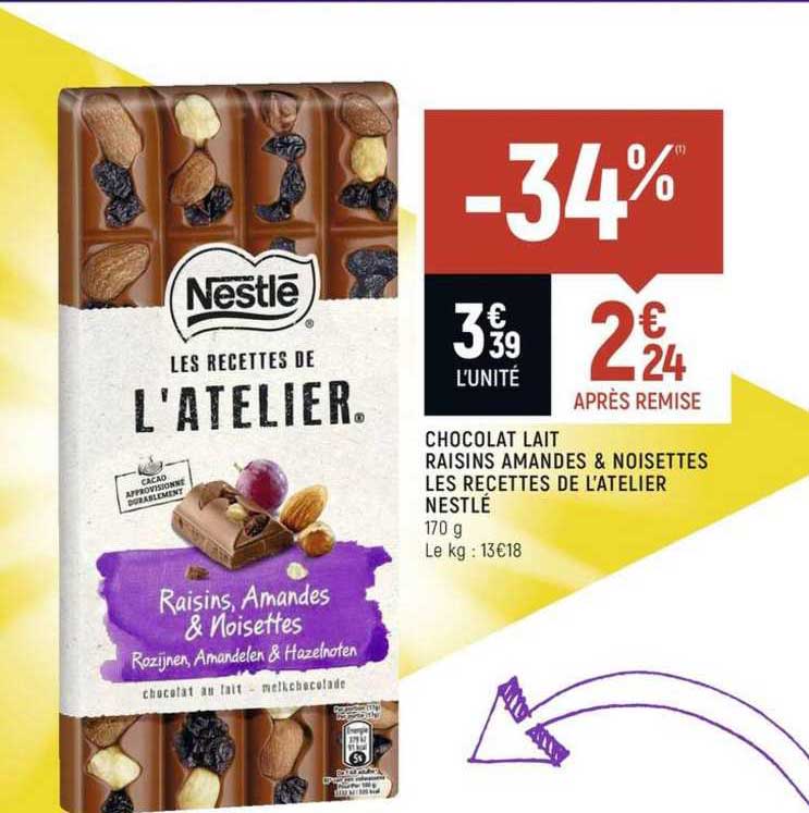 chocolat lait raisins amandes & noisettes les recettes de l'atelier nestlé