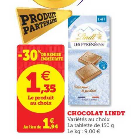 Chocolat Lindt -30% De Remise Immédiate
