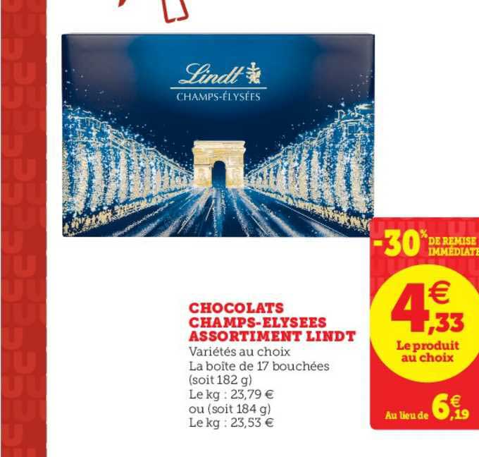 Chocolats Champs élysées Assortiment Lindt -30% De Remise Immédiate