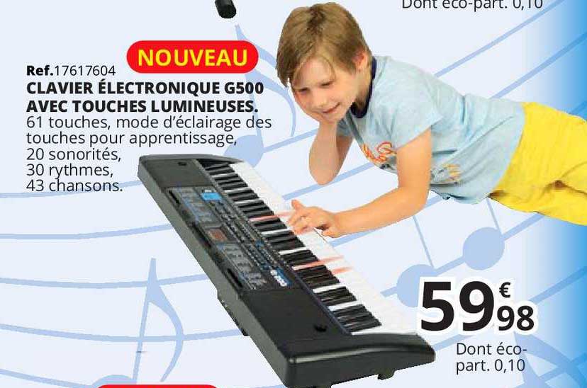 clavier électronique g500 avec touches lumineuses