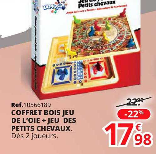 coffret bois jeu de l'oie jeu des petits chevaux