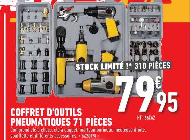 coffret d'outils pneumatiques 71 pièces