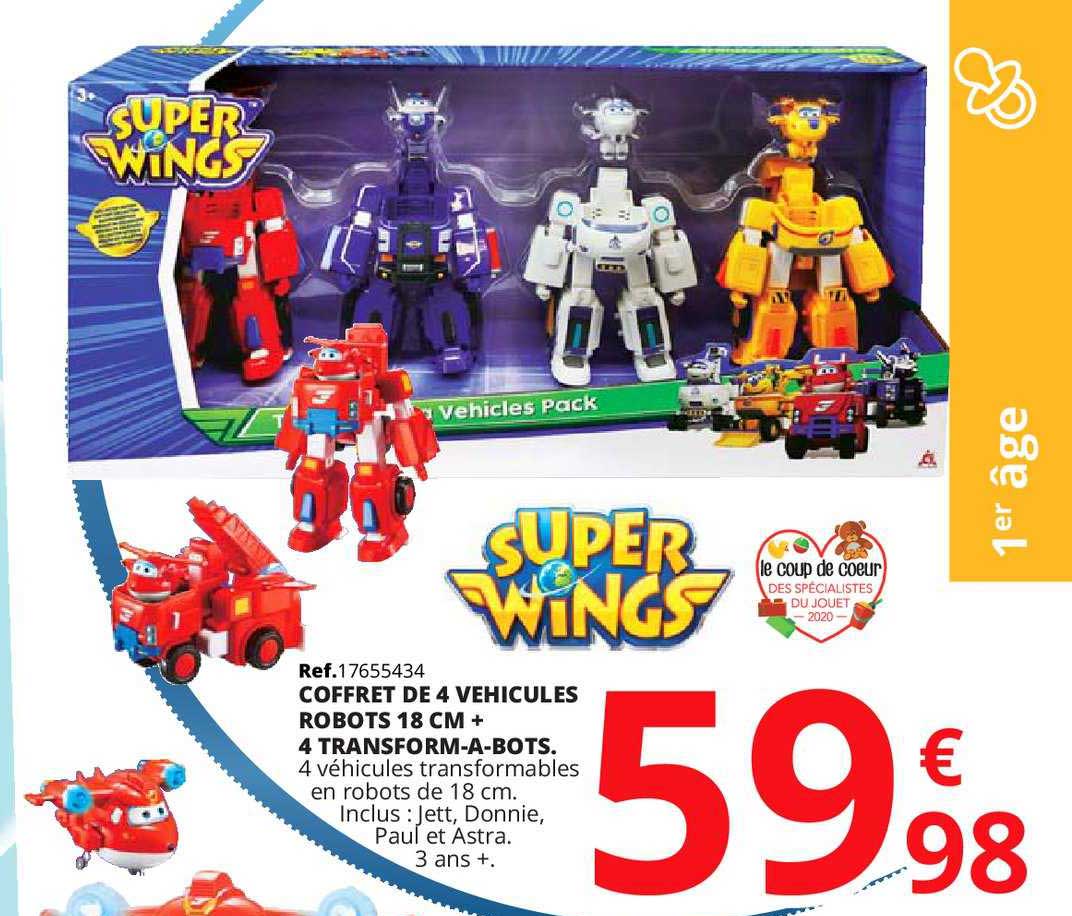 coffret de 4 vehicules robot 18 cm + 4 transform a bots
