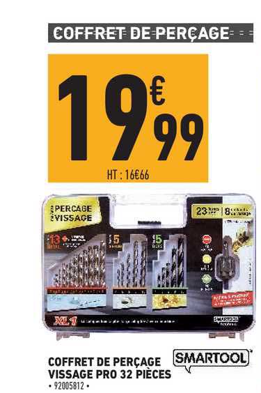 coffret de perçage vissage pro 32 pièces smartool