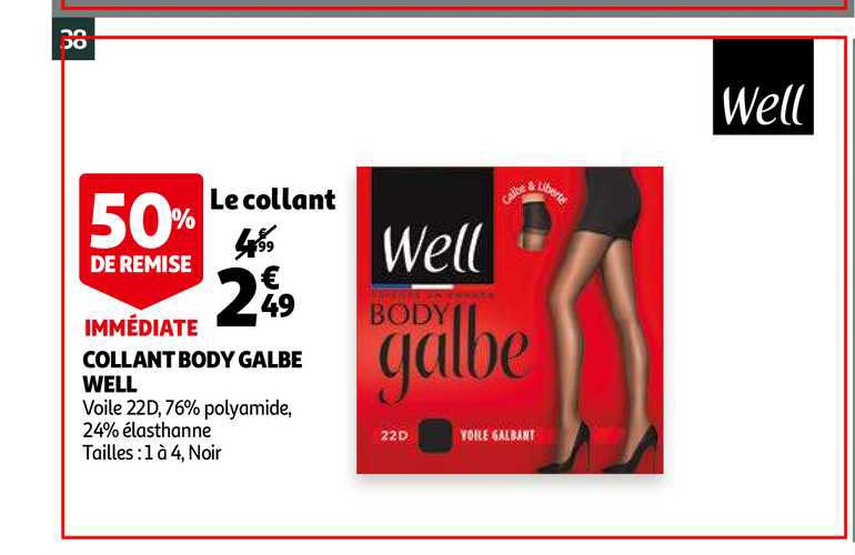 collant body galbe well 50% remise immédiate