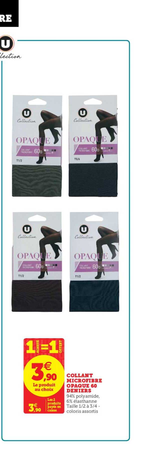 collant microfibre opaque 60 deniers 1 acheté = 1 offert