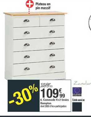 commode 4+2 tiroirs hampton