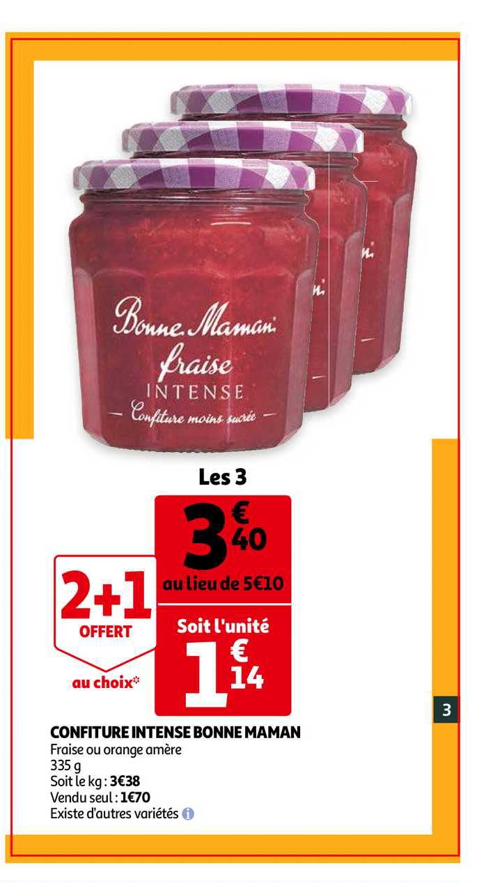 confiture intense bonne maman 2+1 offert au choix