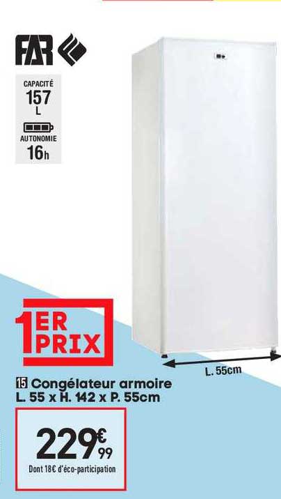 congélateur armoire l.55 x h. 142 x p. 55cm