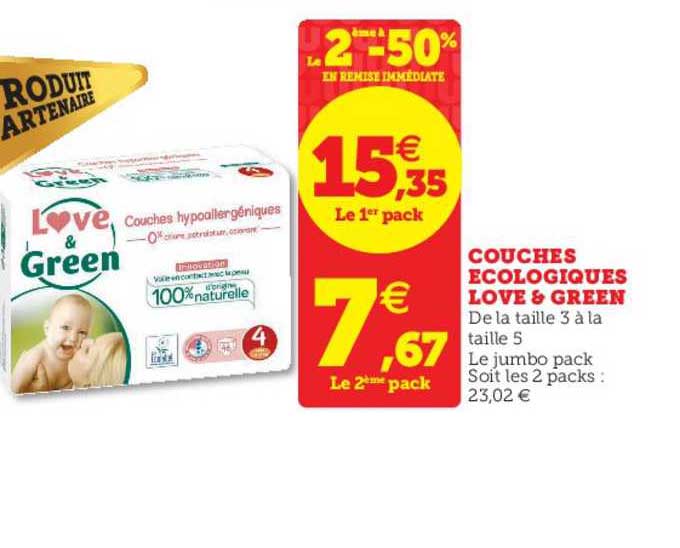 Couches écologiques Love & Green Le 2ème à -50% En Remise Immédiate
