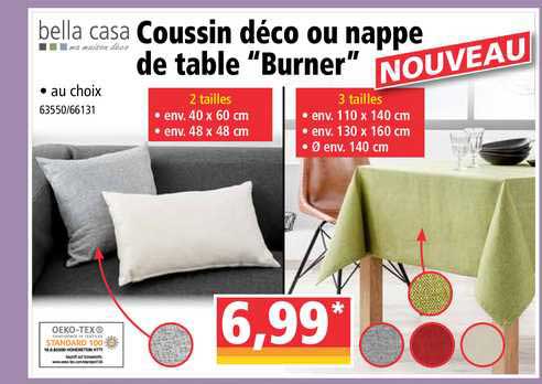 coussin déco ou nappe de table burner bella casa