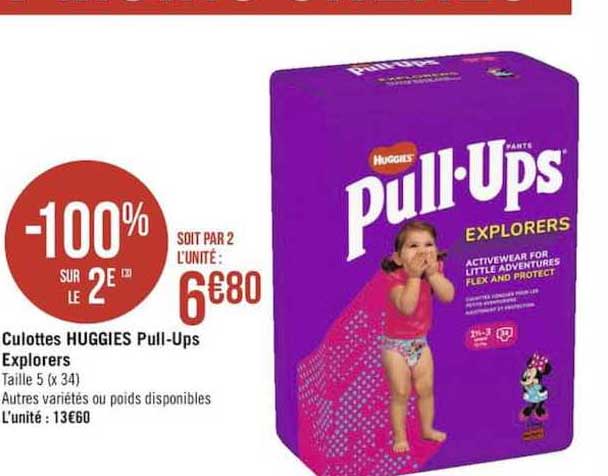 culottes huggies pull ups explorers -100% sur le 2e