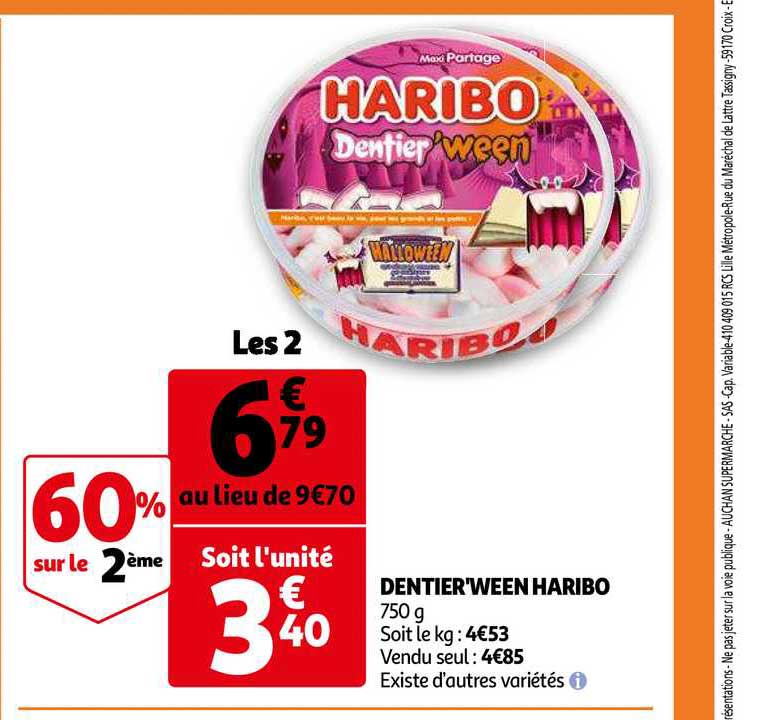 Dentier'ween Haribo 60% Sur Le 2ème