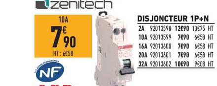 disjoncteur 1p+n zenitech