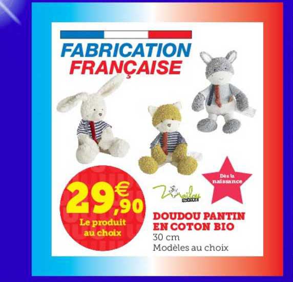 doudou pantin en coton bio