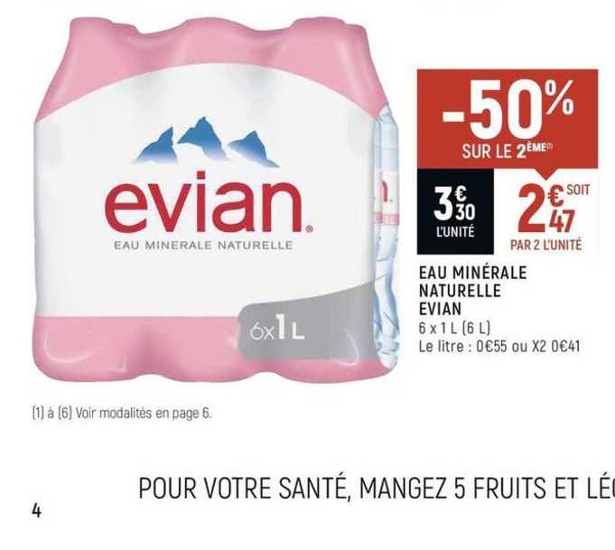 Eau Minérale Naturelle Evian -50% Sur Le 2ème