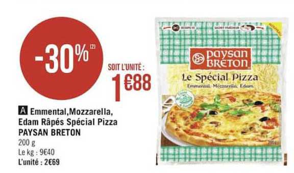 emmental mozzarella edam râpés spécial pizza paysan breton