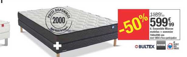 ensemble micron matelas + sommier 160x200cm bultex mousse