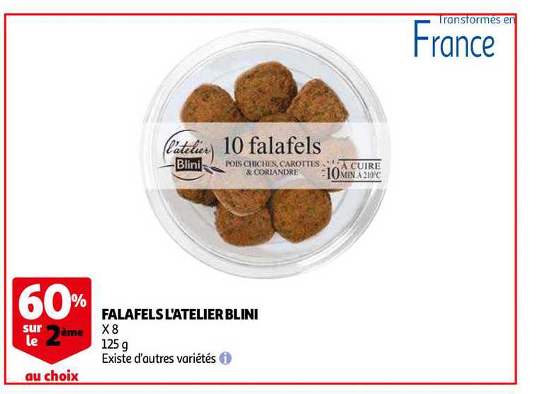 falafels l'atelier blini 60% sur le 2ème au choix