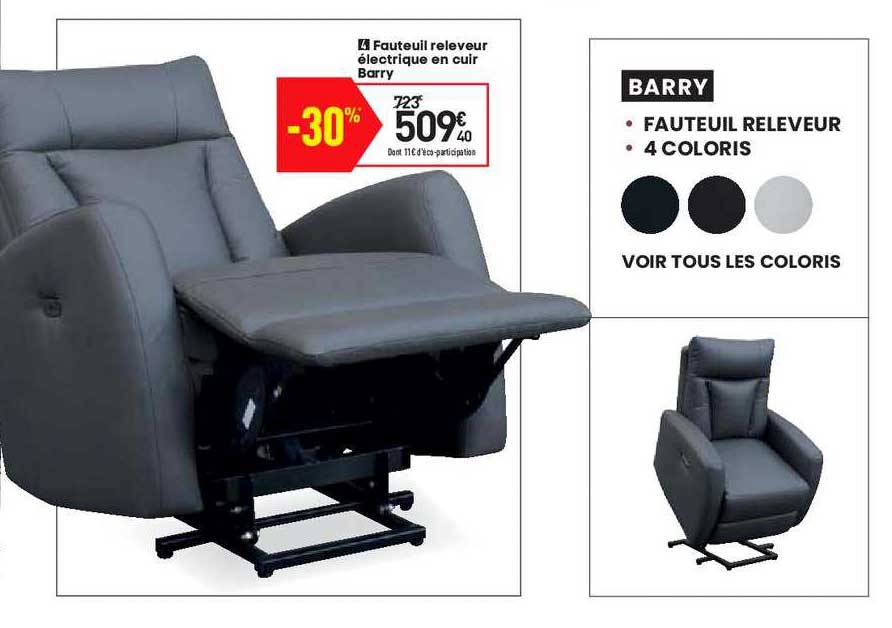 fauteuil releveur électrique en cuir barry