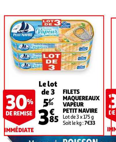 Filets Maquereaux Vapeur Petit Navire 30% Remise Immédiate