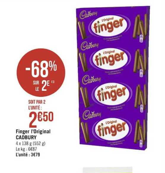 finger l'original cadbury -68% sur le 2e