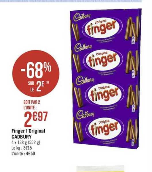 finger l'original cadbury -68% sur le 2e