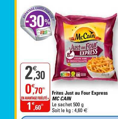 frites just au four express mc cain