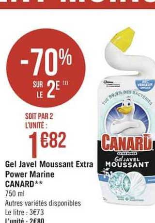 gel javel moussant extra power marine canard -70% sur le 2e