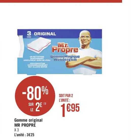 gomme original mr propre -80% sur le 2e