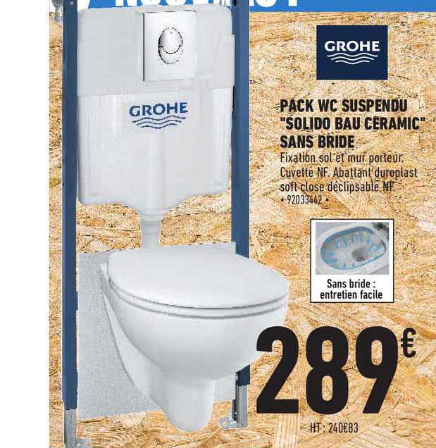grohe pack wc suspendu "solide bau ceramic" sans bride