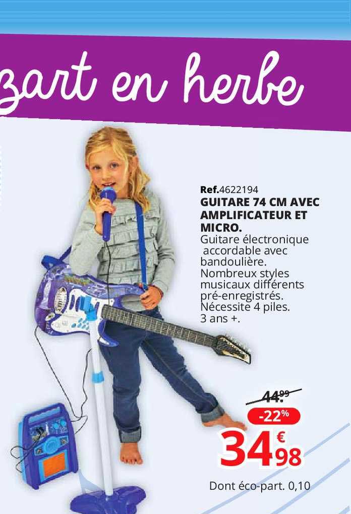 guitare 74 cm avec amplificateur et micro