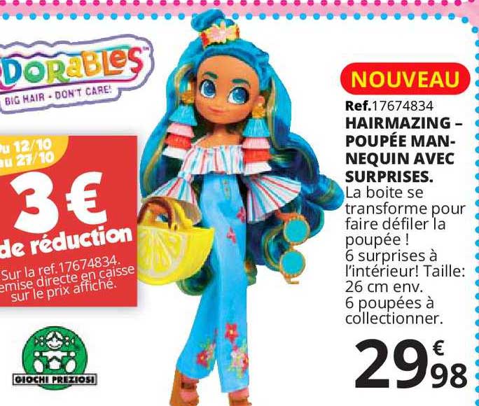 hairmazing poupée mannequin avec surprises