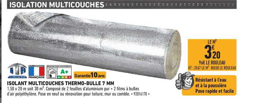 isolant multicouches thermo bulle 7 mm